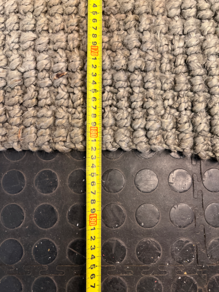Textured Natural Fibre Woven Area Rug — Well Used Condition