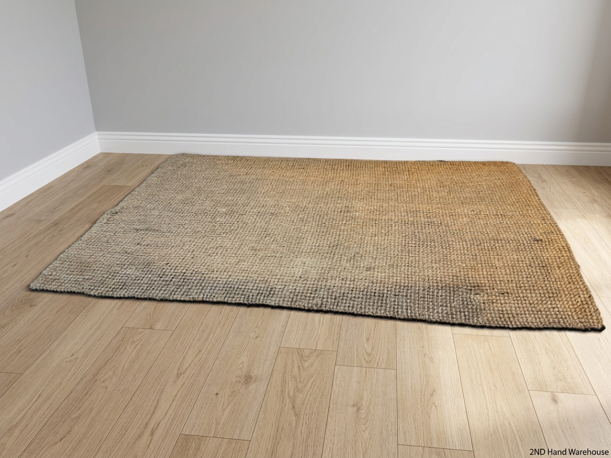 Textured Natural Fibre Woven Area Rug — Well Used Condition