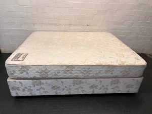 Therapedic Queen Base Set with Floral Fabric Finish — Visible Signs of Use; Fair Condition