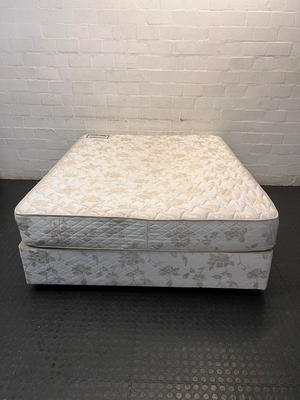 Therapedic Queen Base Set with Floral Fabric Finish — Visible Signs of Use; Fair Condition