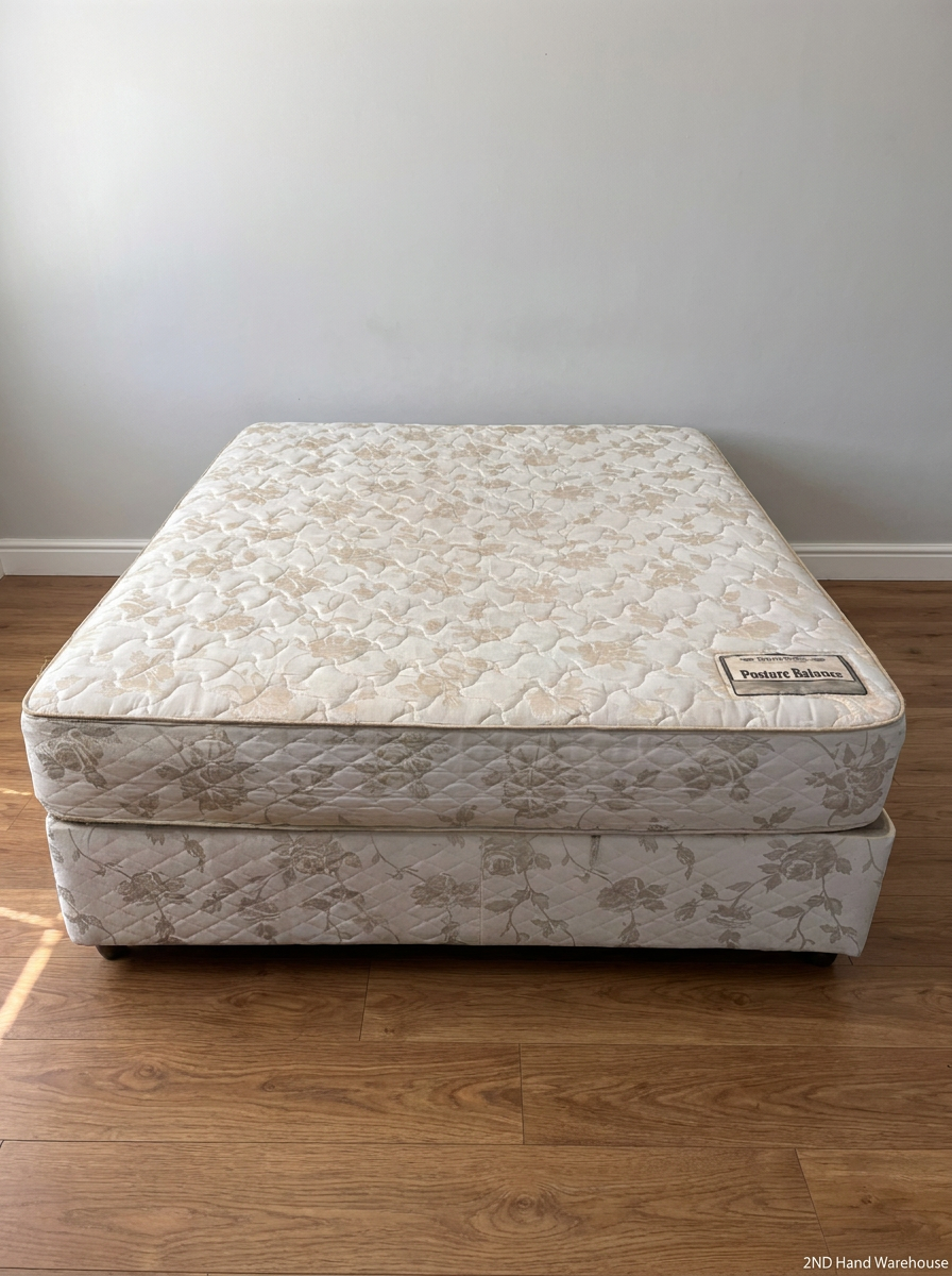 Therapedic Queen Base Set with Floral Fabric Finish — Visible Signs of Use; Fair Condition