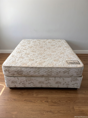 Therapedic Queen Base Set with Floral Fabric Finish — Visible Signs of Use; Fair Condition