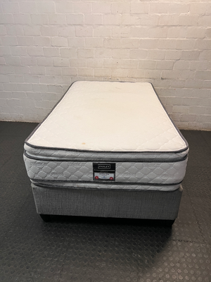 Three-Quarter Flippable Mattress and Grey Base Set — Great Condition