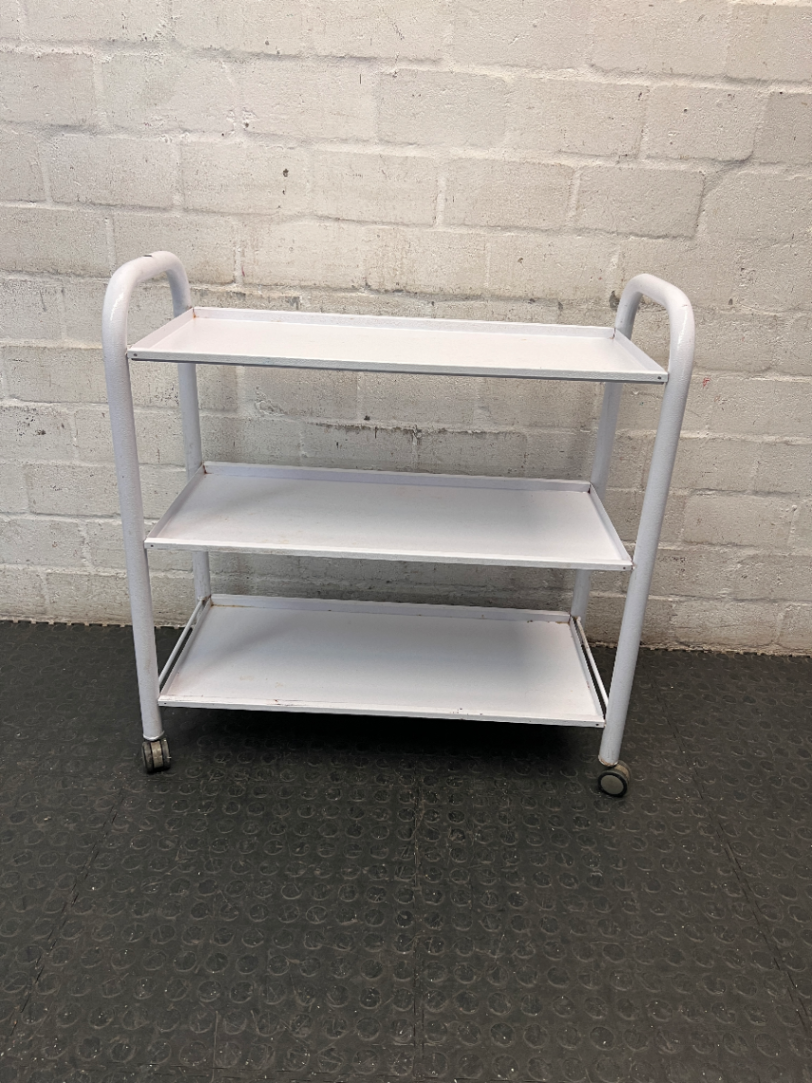 Three-Tier Industrial Metal Utility Trolley on Wheels