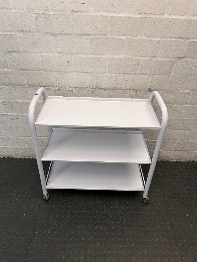 Three-Tier Industrial Metal Utility Trolley on Wheels