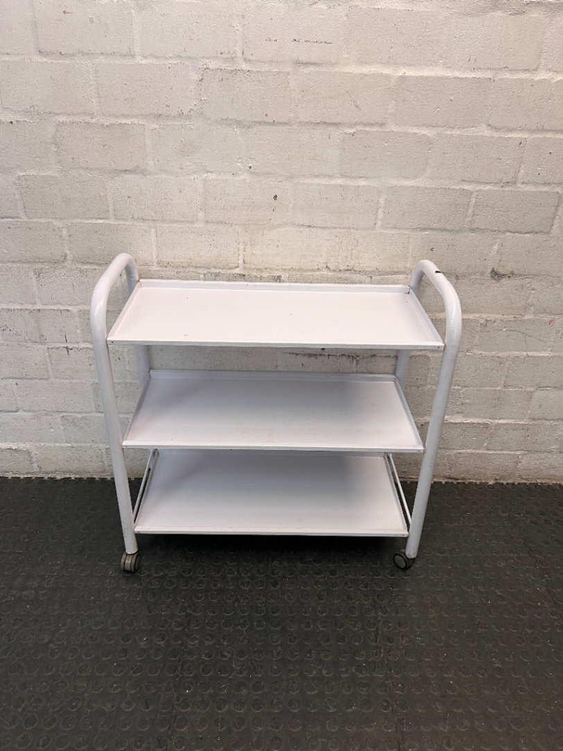 Three-Tier Industrial Metal Utility Trolley on Wheels