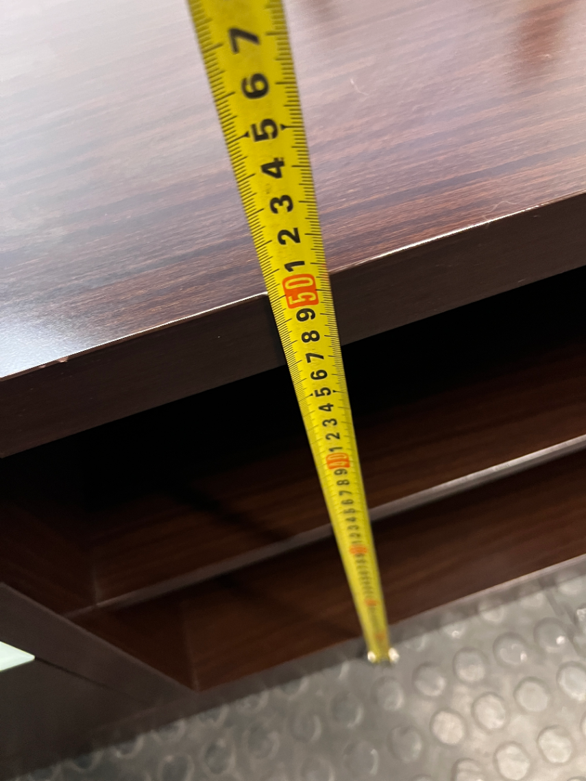 Tiered Wide Brown TV Unit with Glass Inlay — Well Used with Visible Wear