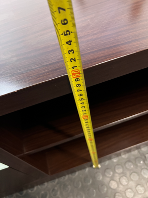 Tiered Wide Brown TV Unit with Glass Inlay — Well Used with Visible Wear