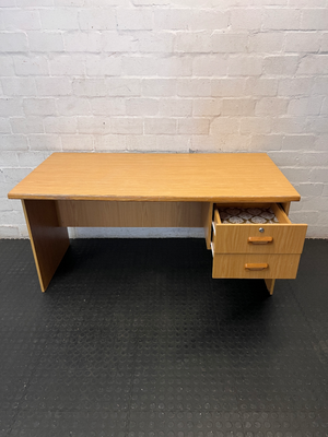 Timber-Look Office Desk with 2 Drawers - Visible Wear - 2ndhandwarehouse.com