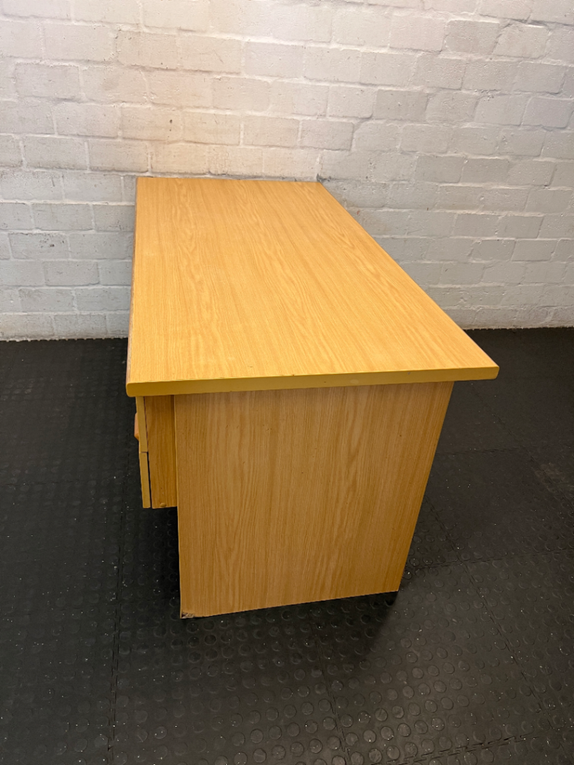 Timber-Look Office Desk with 2 Drawers - Visible Wear - 2ndhandwarehouse.com