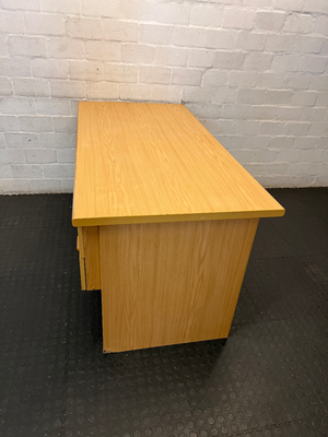 Timber-Look Office Desk with 2 Drawers - Visible Wear - 2ndhandwarehouse.com