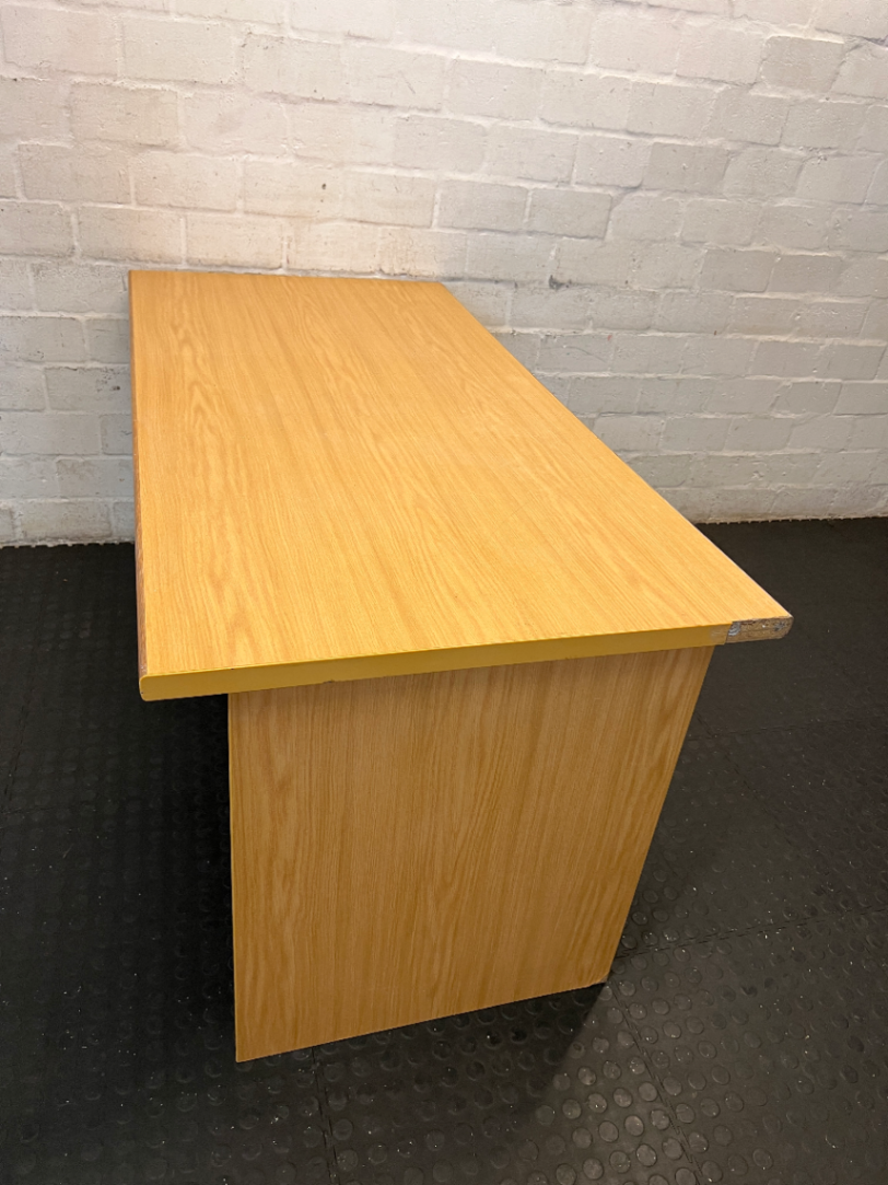 Timber-Look Office Desk with 2 Drawers - Visible Wear - 2ndhandwarehouse.com