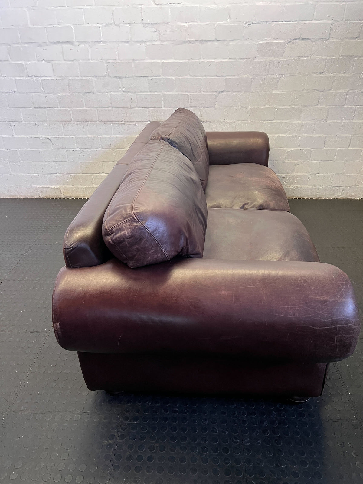 Timeless Burgundy Leather 2-Seater Sofa