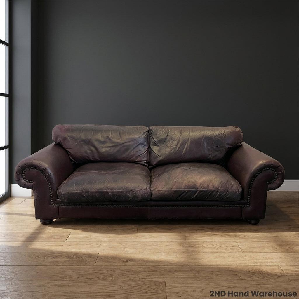 Timeless Burgundy Leather 2-Seater Sofa
