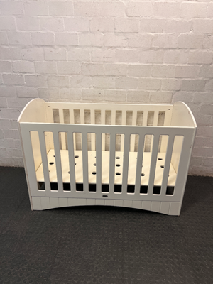 Treehouse White Wooden Baby Cot — Visible Teeth Marks and Small Chips in Finish