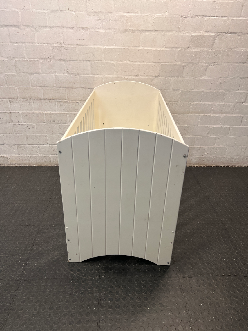 Treehouse White Wooden Baby Cot — Visible Teeth Marks and Small Chips in Finish