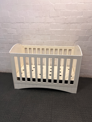 Treehouse White Wooden Baby Cot — Visible Teeth Marks and Small Chips in Finish