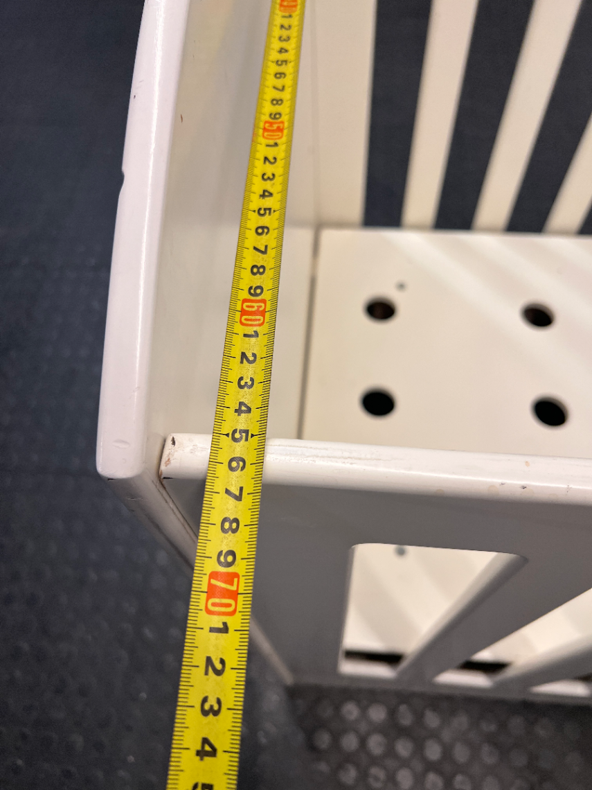 Treehouse White Wooden Baby Cot — Visible Teeth Marks and Small Chips in Finish