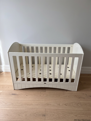 Treehouse White Wooden Baby Cot — Visible Teeth Marks and Small Chips in Finish