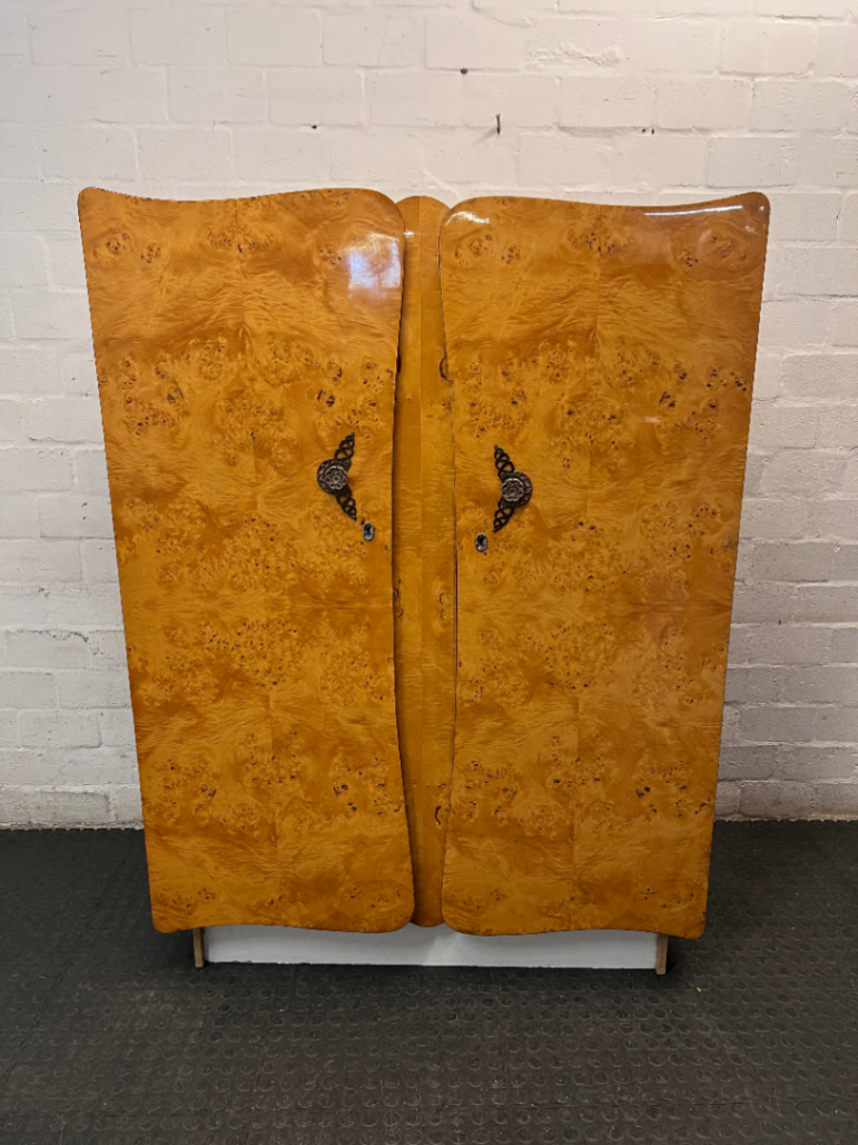 Truline Burl-Finish Wardrobe with Curved Doors