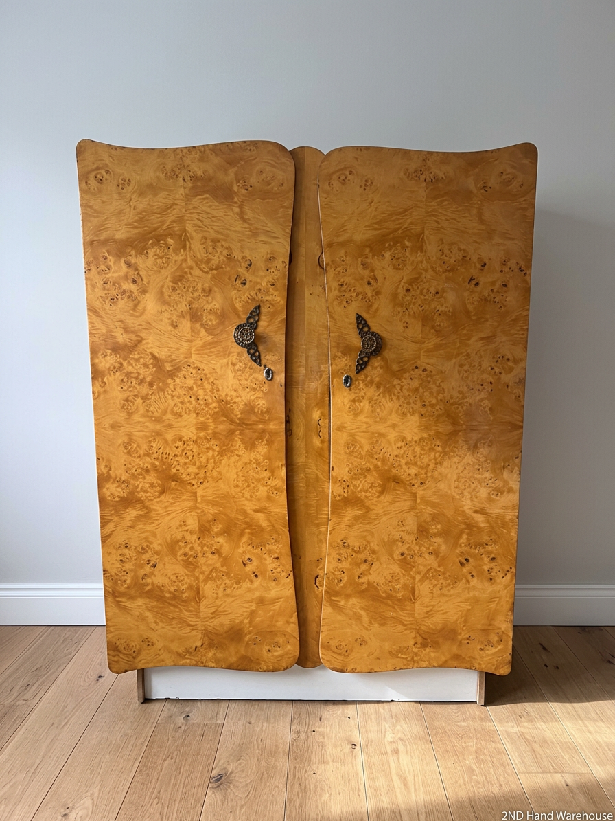 Truline Burl-Finish Wardrobe with Curved Doors
