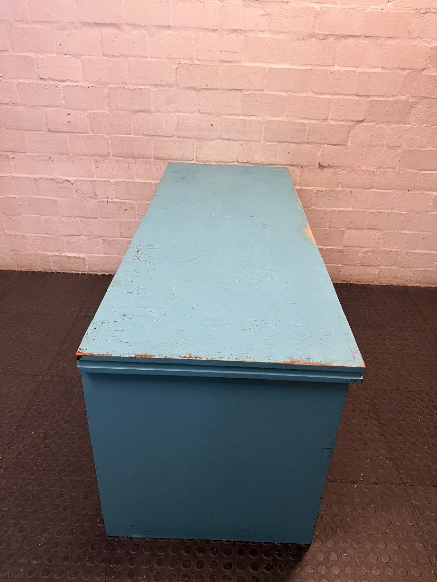 Turquoise Wooden Writing Desk — Worn Paint Finish
