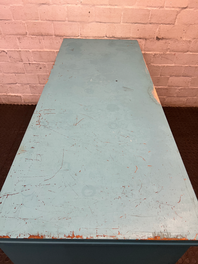 Turquoise Wooden Writing Desk — Worn Paint Finish