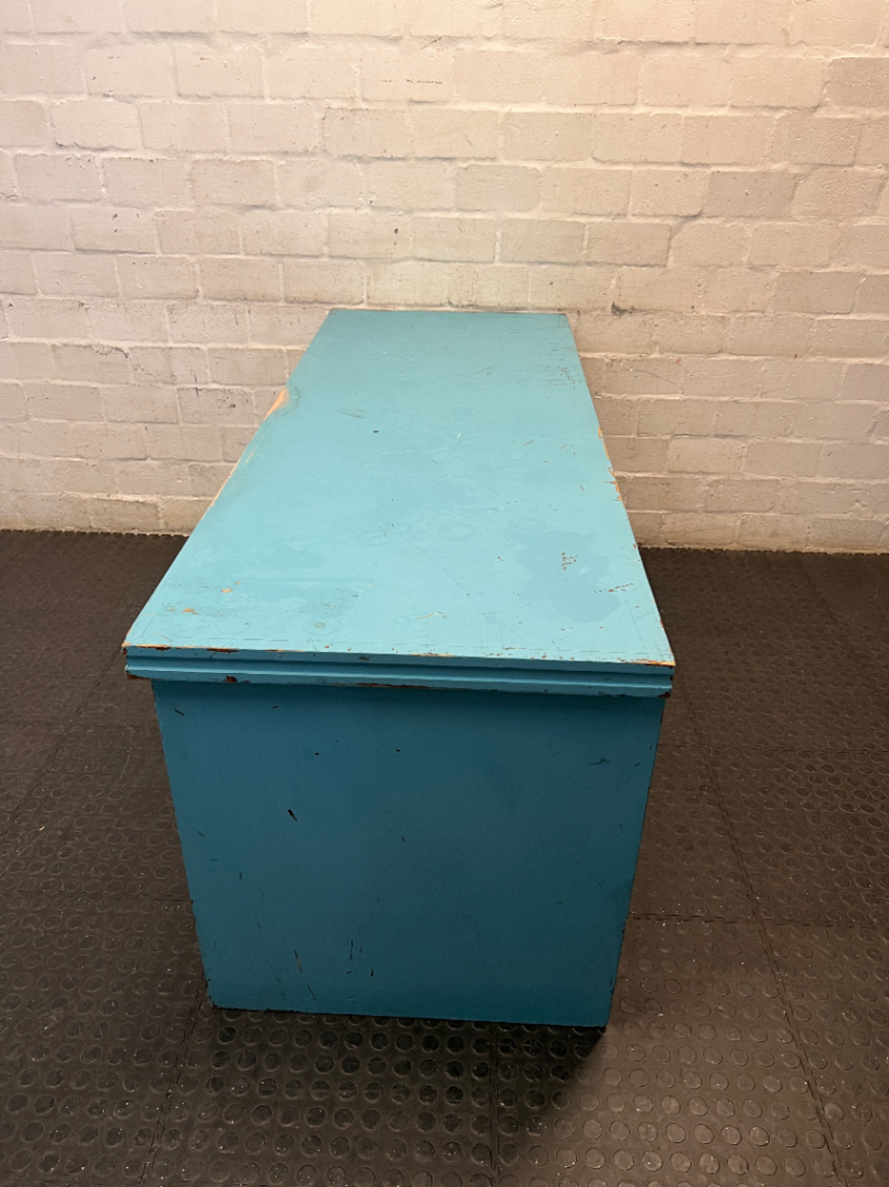 Turquoise Wooden Writing Desk — Worn Paint Finish