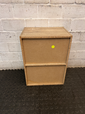 Two-Tier Wood Grain Bedside Table — Visible Surface Wear and Marks