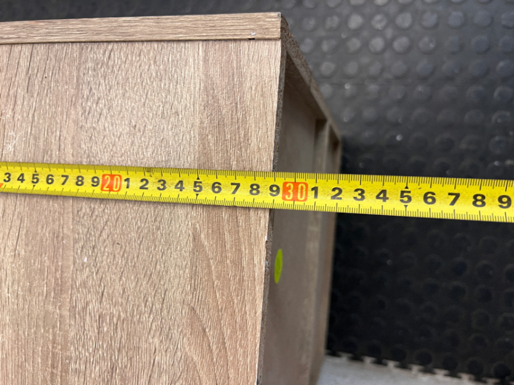 Two-Tier Wood Grain Bedside Table — Visible Surface Wear and Marks