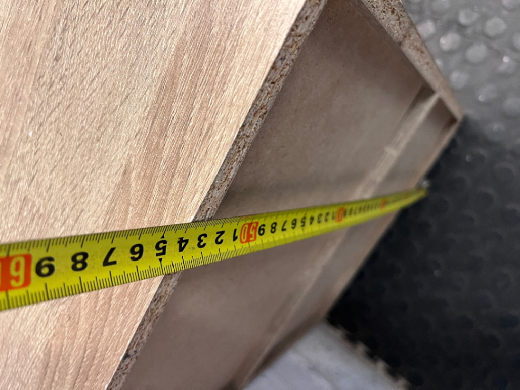 Two-Tier Wood Grain Bedside Table — Visible Surface Wear and Marks