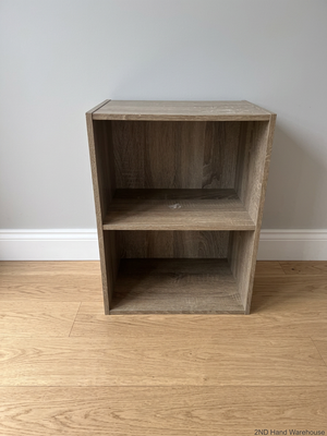 Two-Tier Wood Grain Bedside Table — Visible Surface Wear and Marks