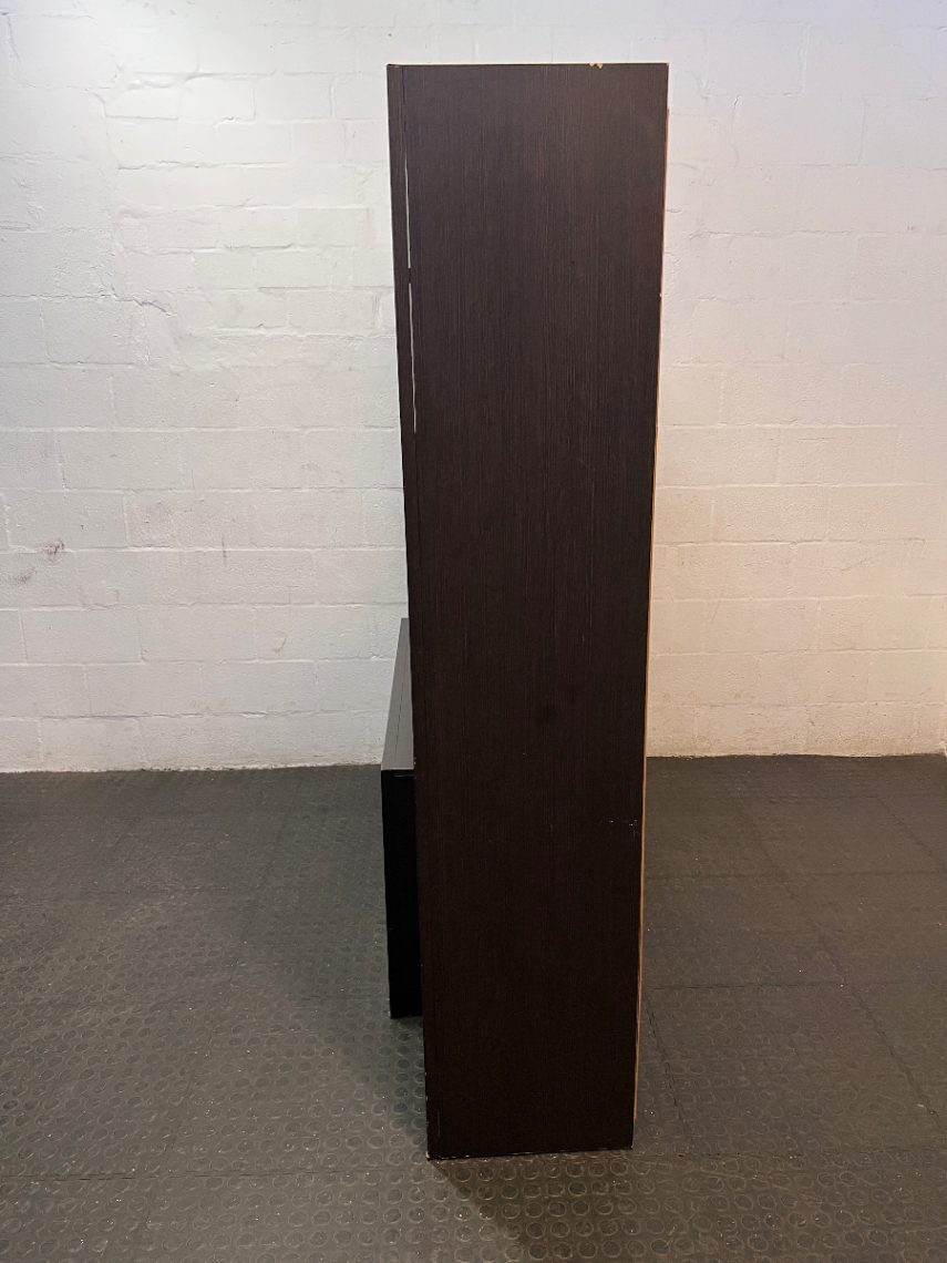 Two-Tone Dark Brown Wooden Wall Unit & TV Stand — Regular Wear and Tear with Visible Scuffs