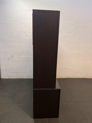 Two-Tone Dark Brown Wooden Wall Unit & TV Stand — Regular Wear and Tear with Visible Scuffs