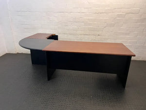 Two-Tone L-Shaped Office Desk with Drawers — Fair Condition with Visible Surface W - 2ndhandwarehouse.com