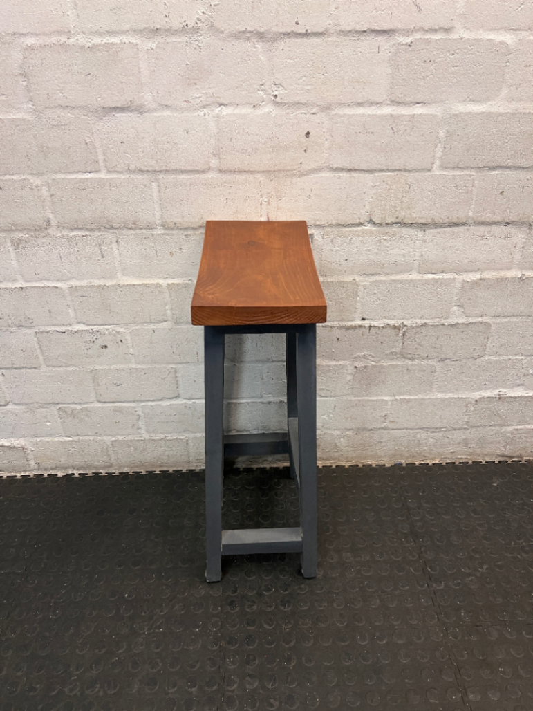 Contoured Wooden Bar Stool with Painted Base