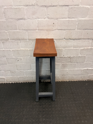 Contoured Wooden Bar Stool with Painted Base