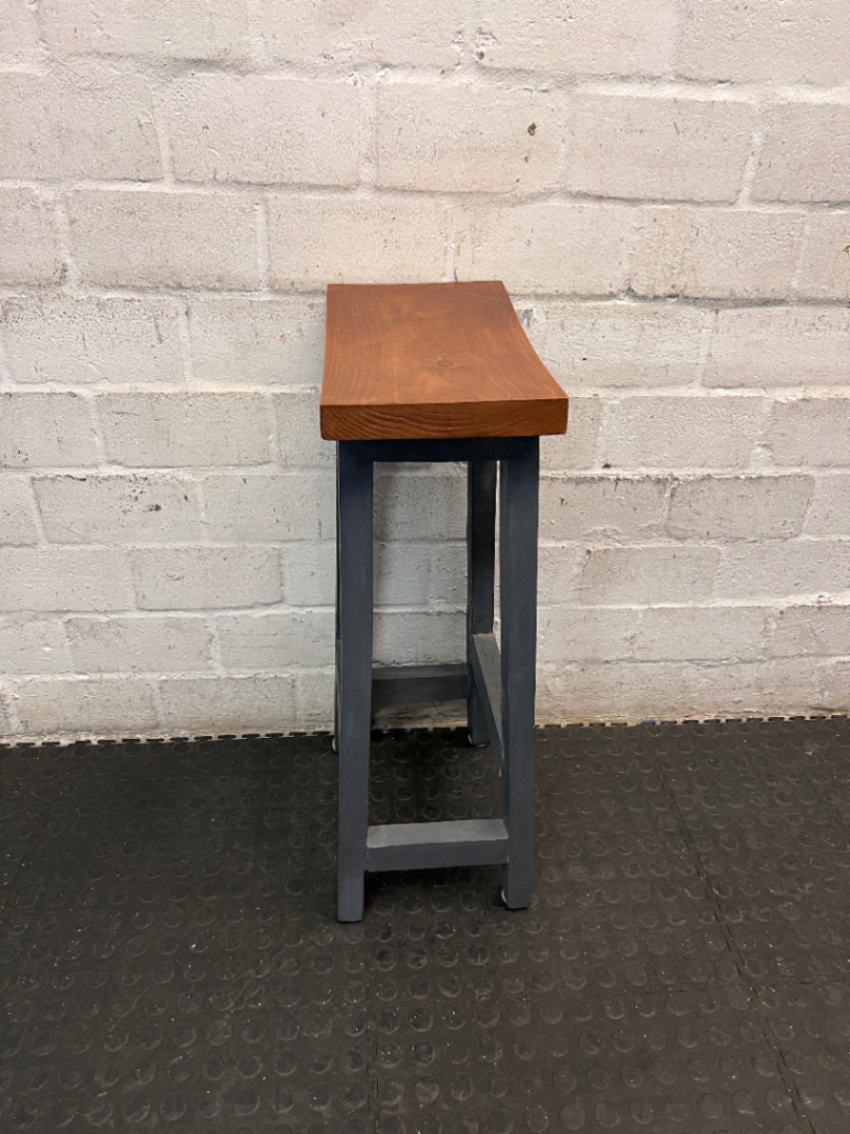 Contoured Wooden Bar Stool with Painted Base