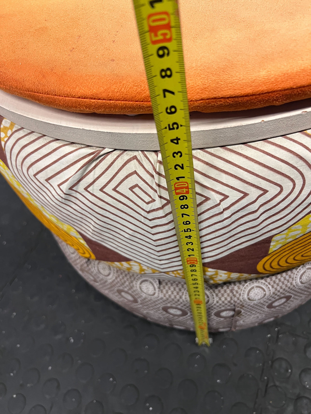 Unique Fabric and Wood Storage Ottoman - Colorful Patterns