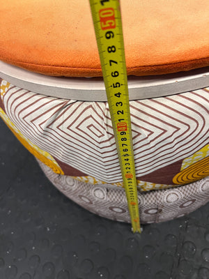 Unique Fabric and Wood Storage Ottoman - Colorful Patterns