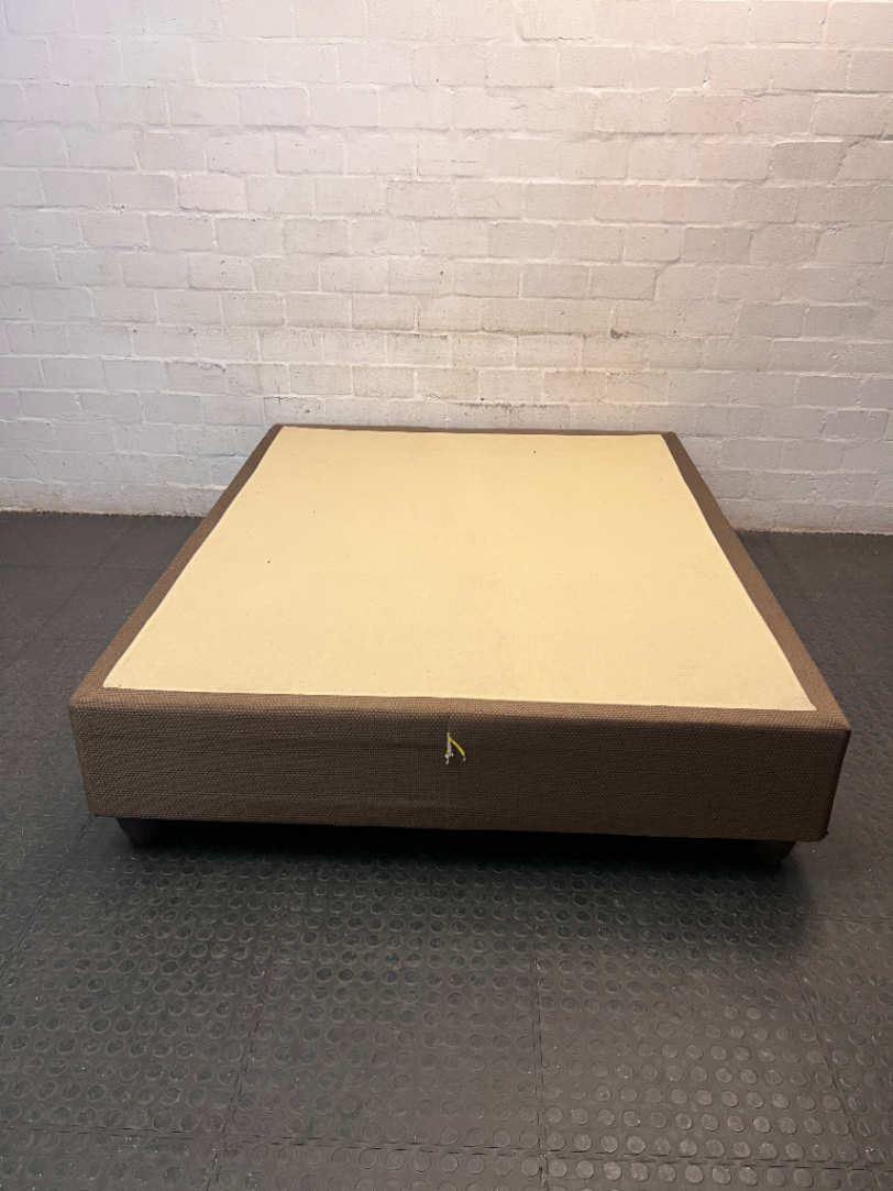 Upholstered Brown Queen Bed Base — Fair Condition