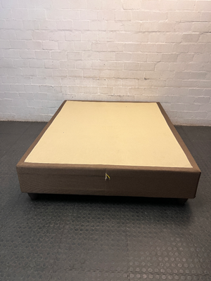 Upholstered Brown Queen Bed Base — Fair Condition