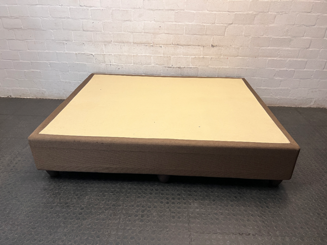 Upholstered Brown Queen Bed Base — Fair Condition