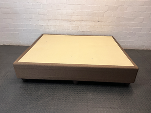 Upholstered Brown Queen Bed Base — Fair Condition
