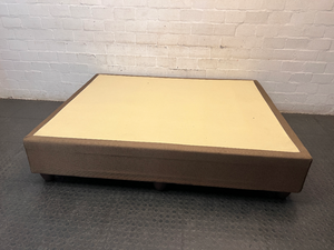 Upholstered Brown Queen Bed Base — Fair Condition