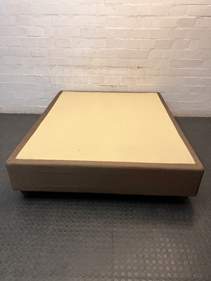 Upholstered Brown Queen Bed Base — Fair Condition