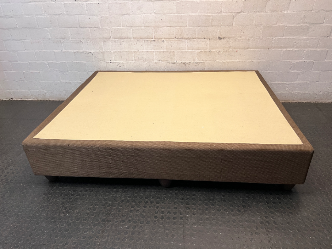 Upholstered Brown Queen Bed Base — Fair Condition