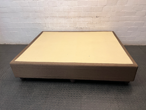 Upholstered Brown Queen Bed Base — Fair Condition