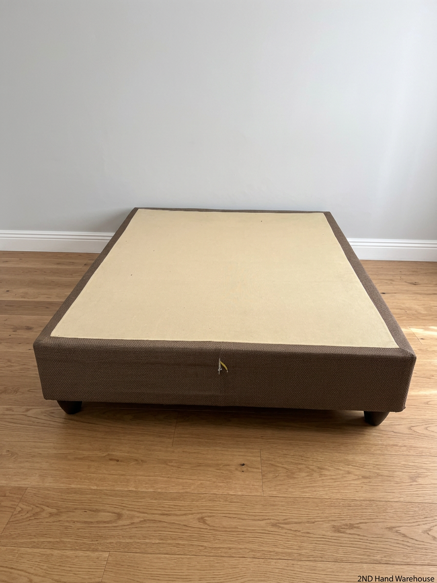 Upholstered Brown Queen Bed Base — Fair Condition