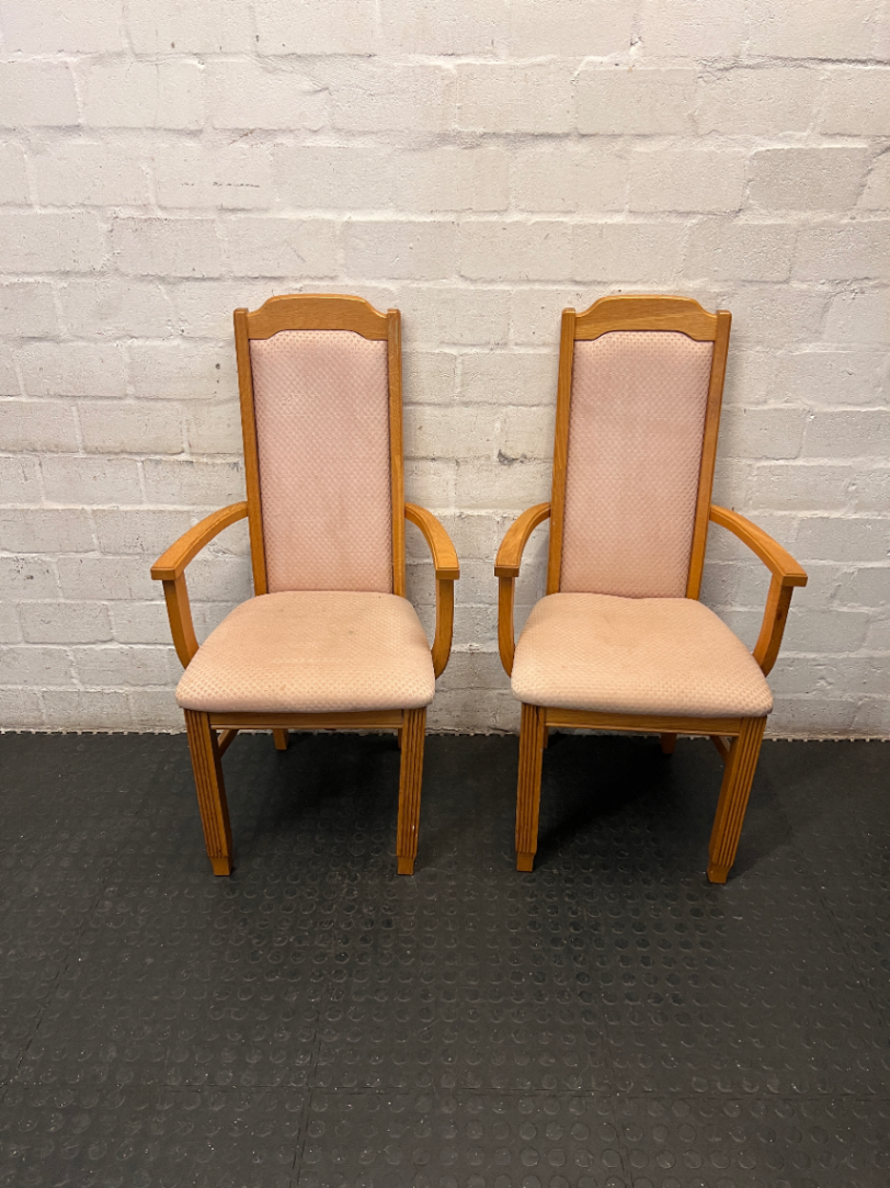 Upholstered High-Back Dining Chair with Armrests